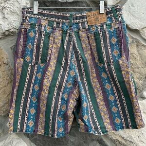 Vintage Arizona Jean Shorts Mens Size 28 Colorful Southwestern Aztec Print 90's